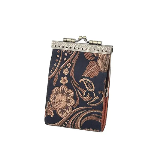 Accessories | Card Holder Peony Floral Brocade Black