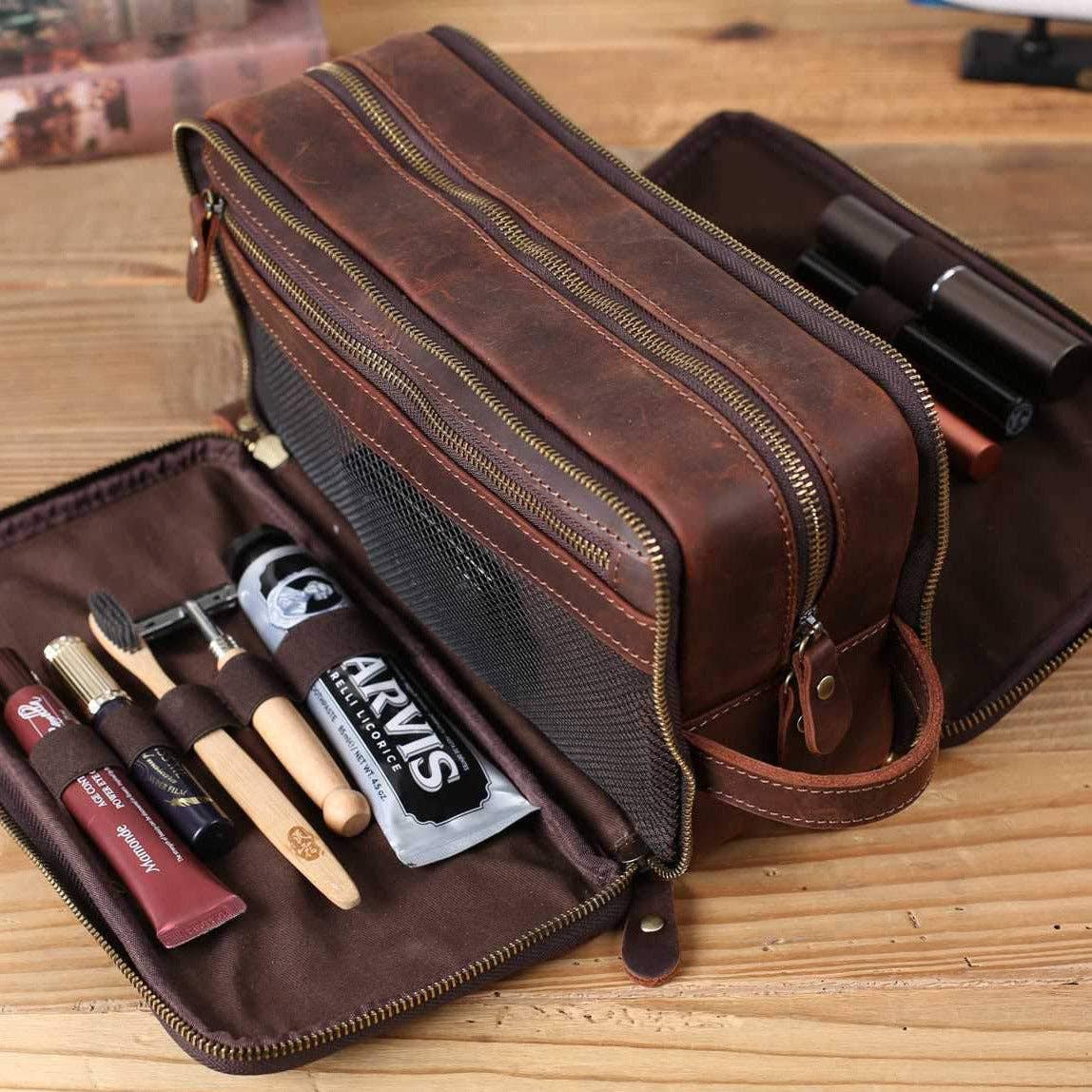 Groomsmen Gift Personalized Leather Toiletry Bag