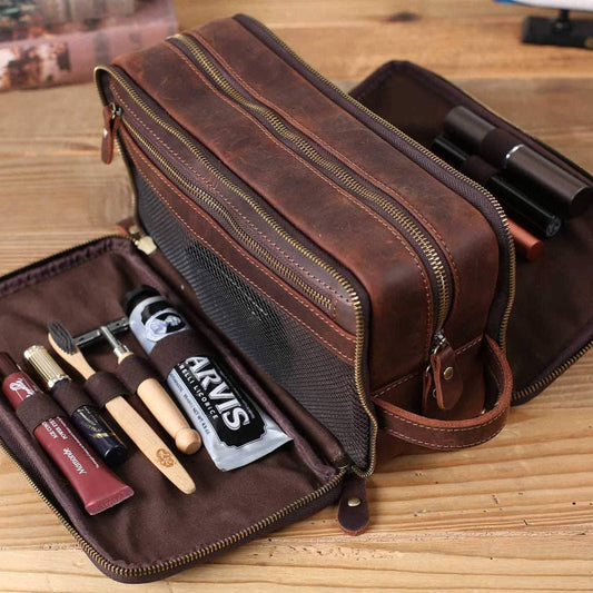 Groomsmen Gift Personalized Leather Toiletry Bag