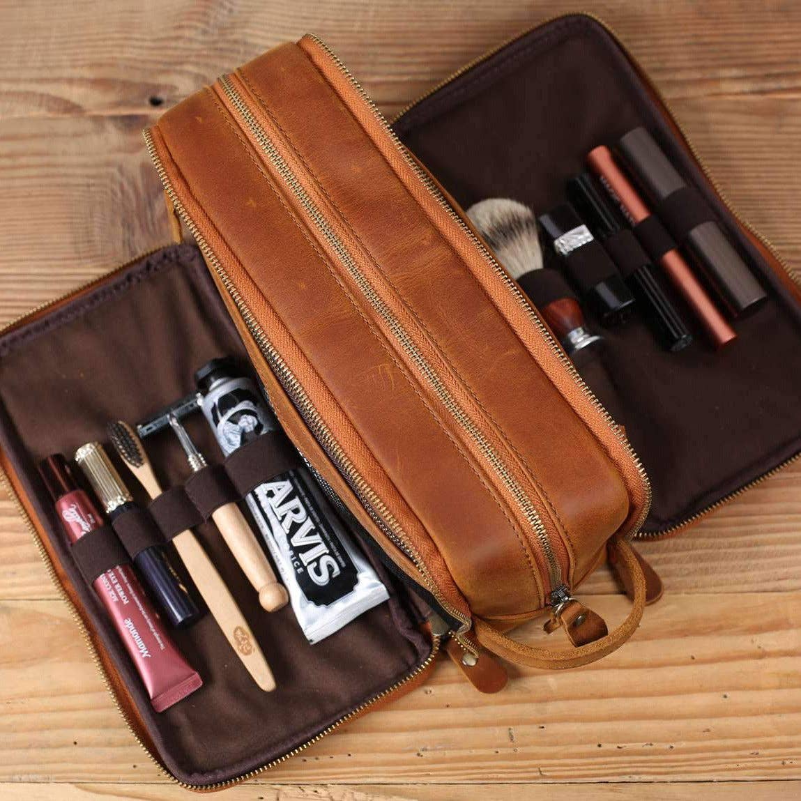 Groomsmen Gift Personalized Leather Toiletry Bag
