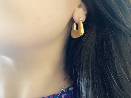 Earrings - Classy Gold Chunky Hoop