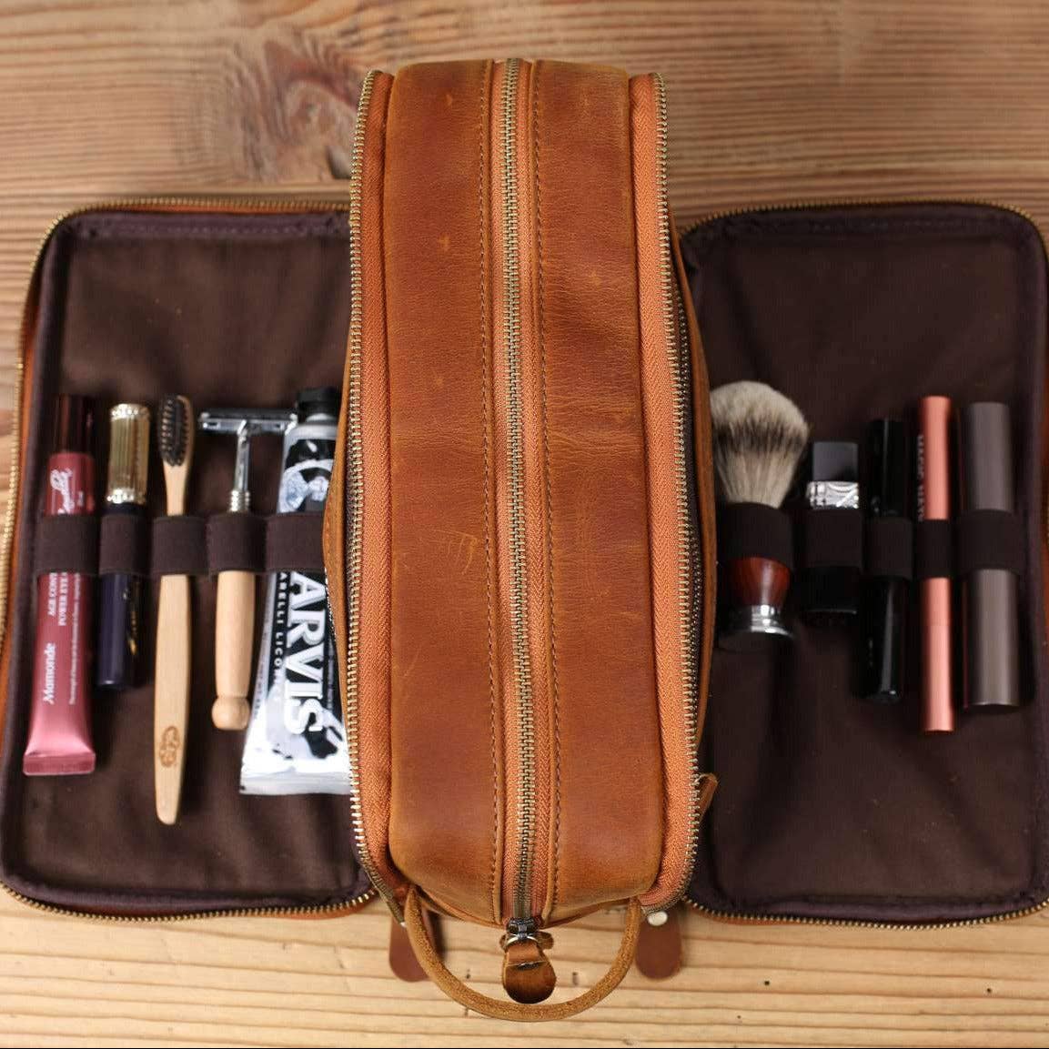 Groomsmen Gift Personalized Leather Toiletry Bag