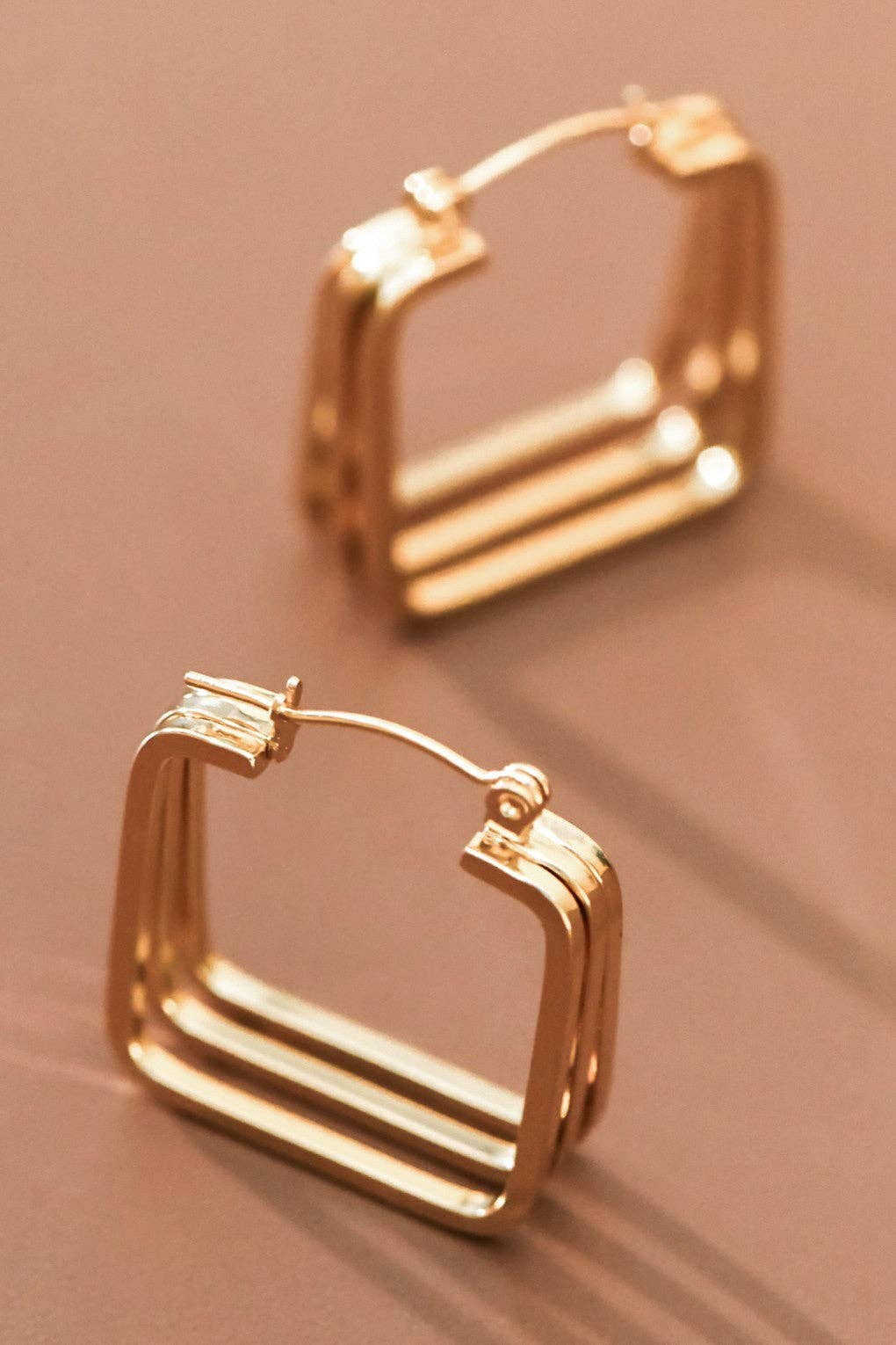 Earrings - Square Hoop Gold Plated