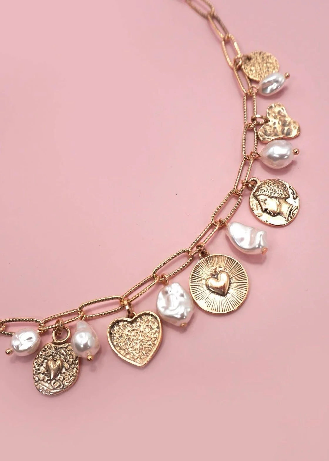 Jewelry | Necklace Heart Pearl Coin