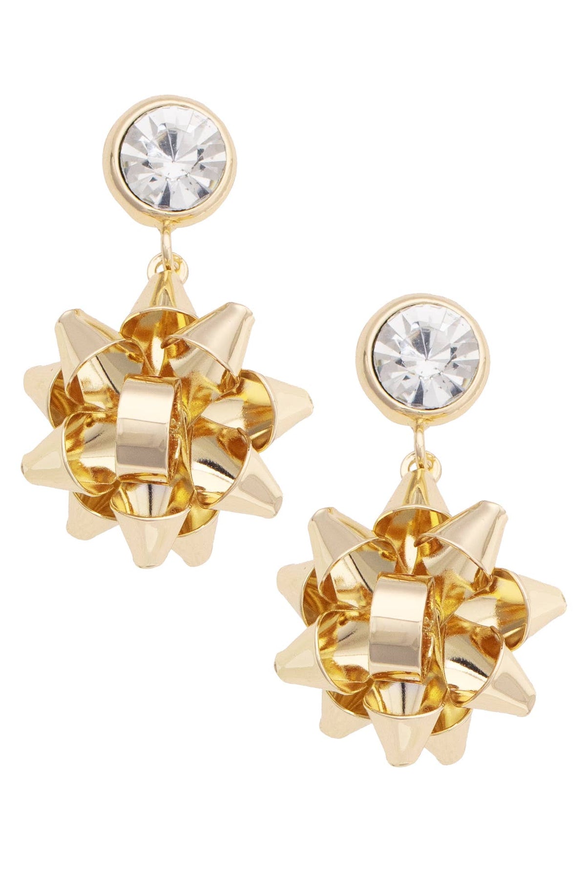 Earrings - Rhinestone Bezel Bow