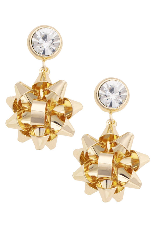 Earrings - Rhinestone Bezel Bow