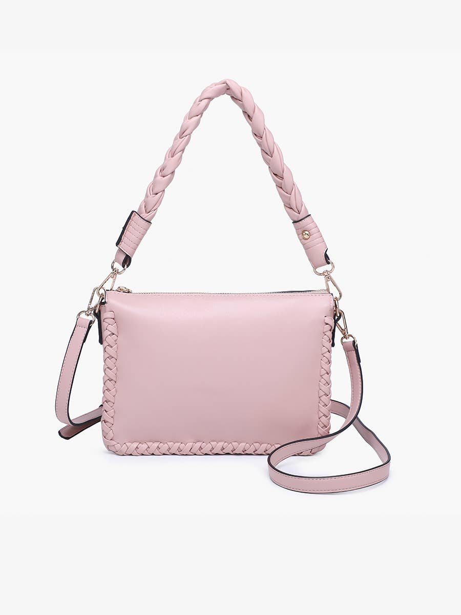 Judith Whipstitch Trim Shoulder Bag w/ Braided Handle