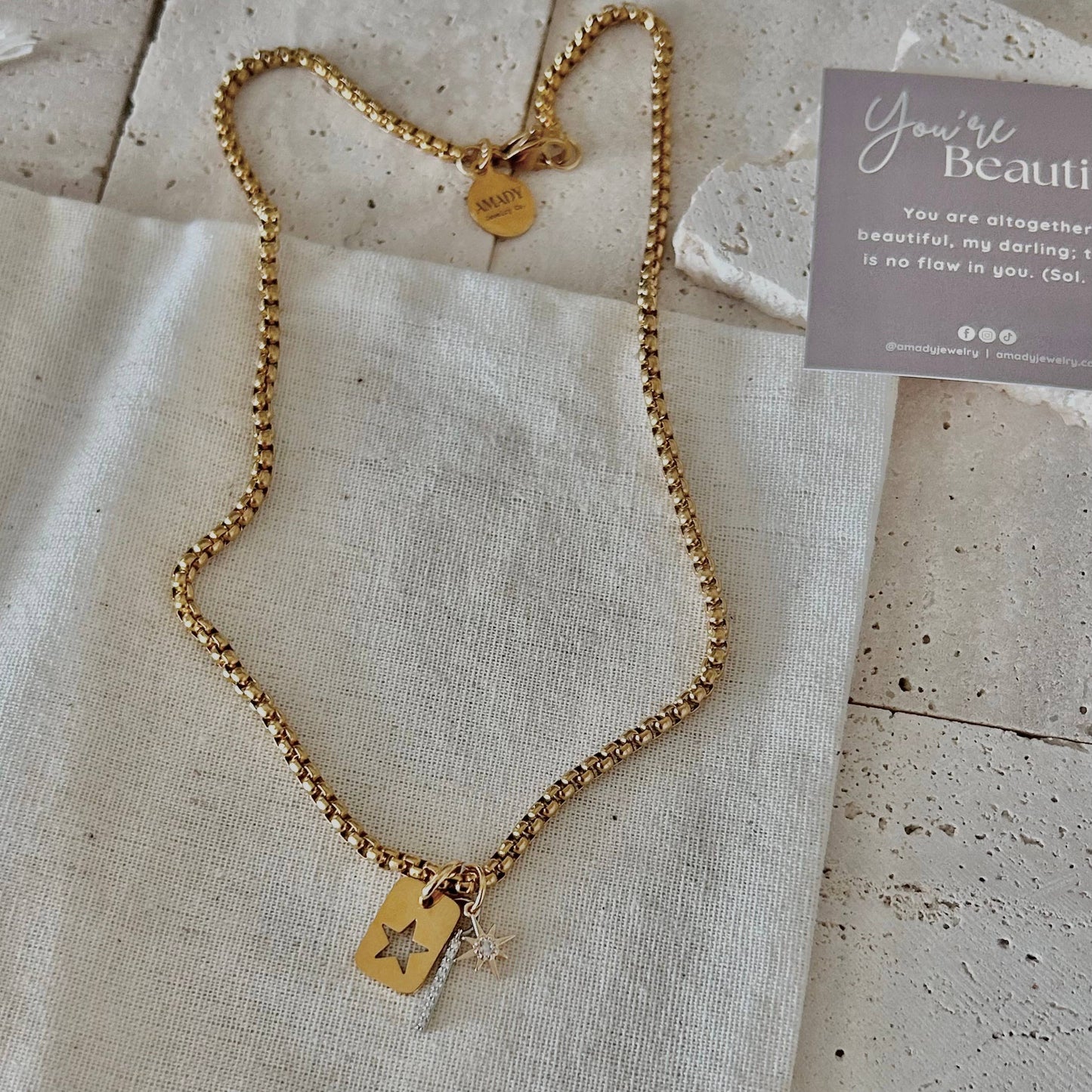 Necklace - Gold Plated Star Layering
