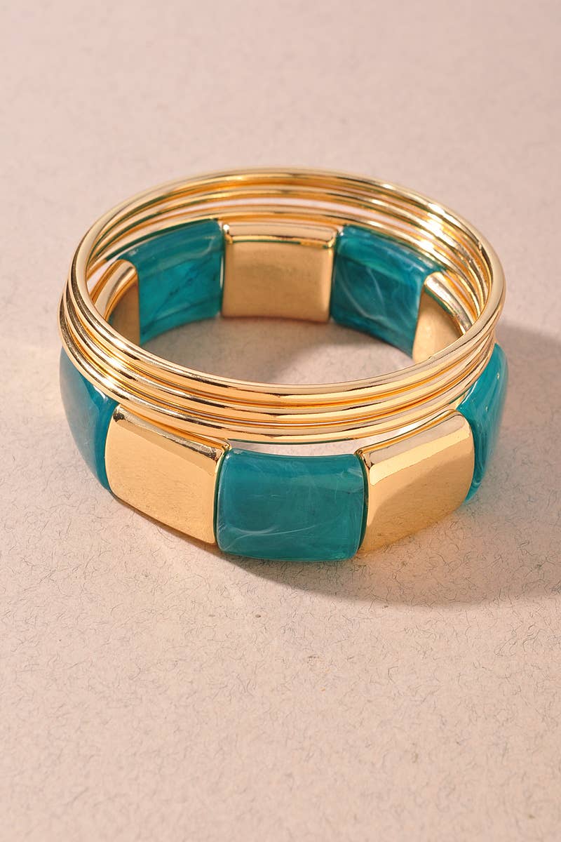 Bracelet Set - Marble Teal Bangle