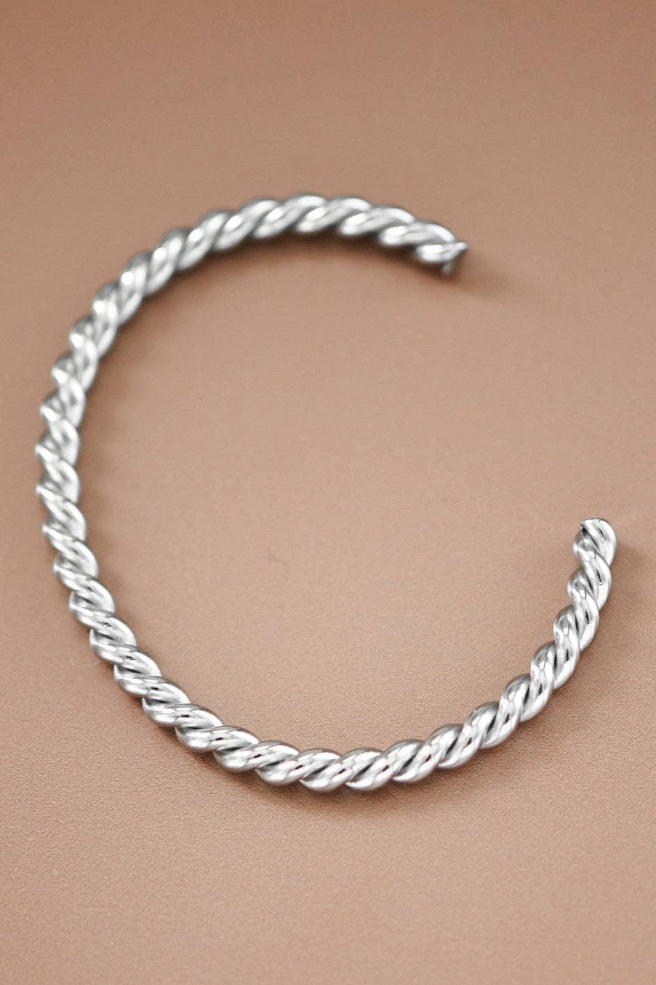 Cuff Bracelet - Twisted Silver Tone