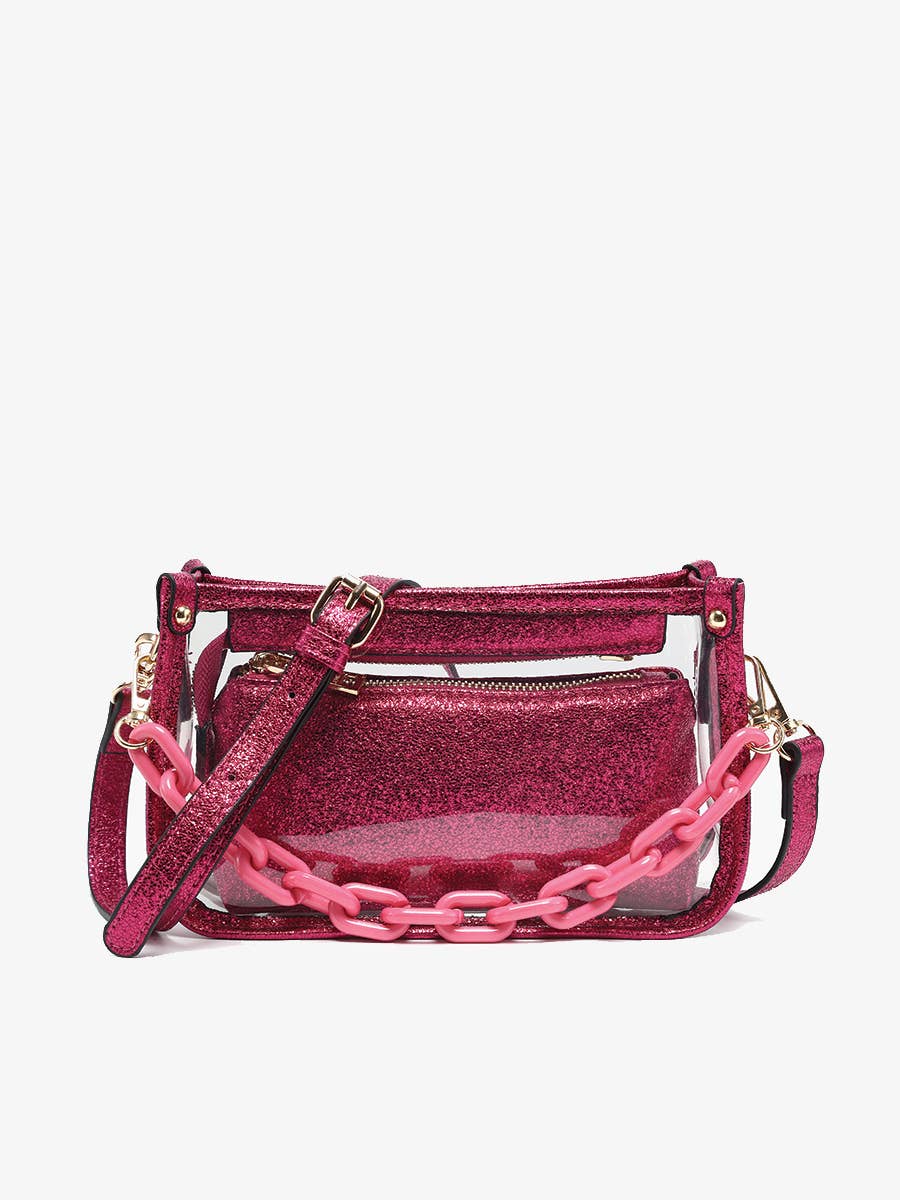 Black Jessica Clear Crossbody w/ Chain