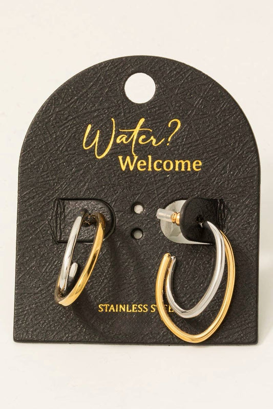 Layered Oval Hoop Earrings