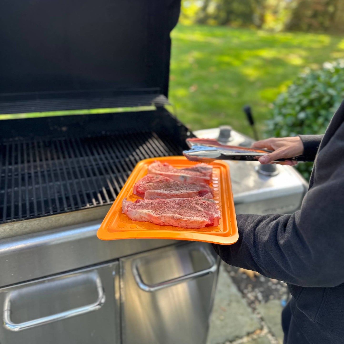 Home and Garden | Outset Large Prep Trays, Set 2, Orange, Black,17.2” x 10.5“
