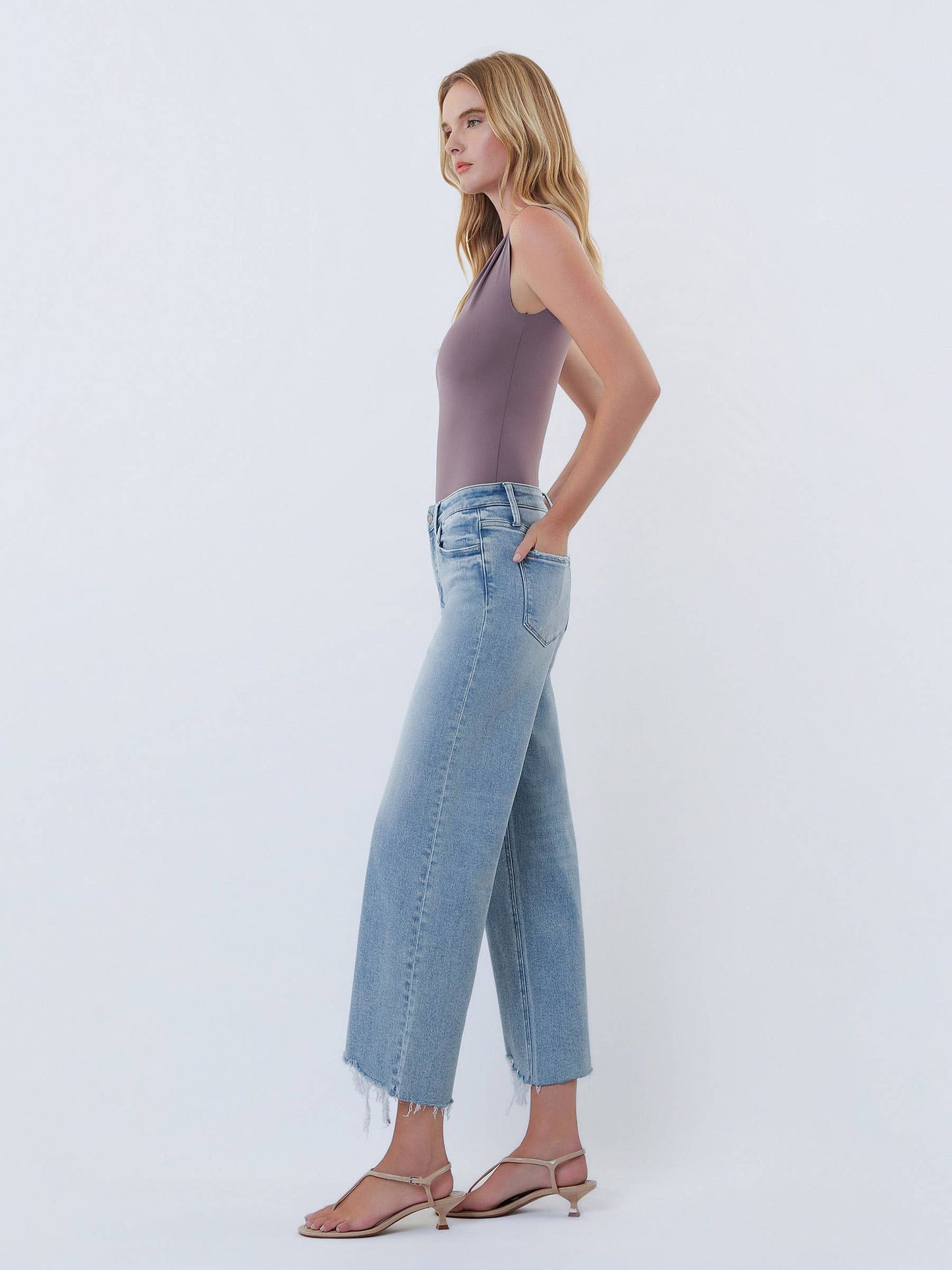 Jeans - High Rise Distressed Wide Leg