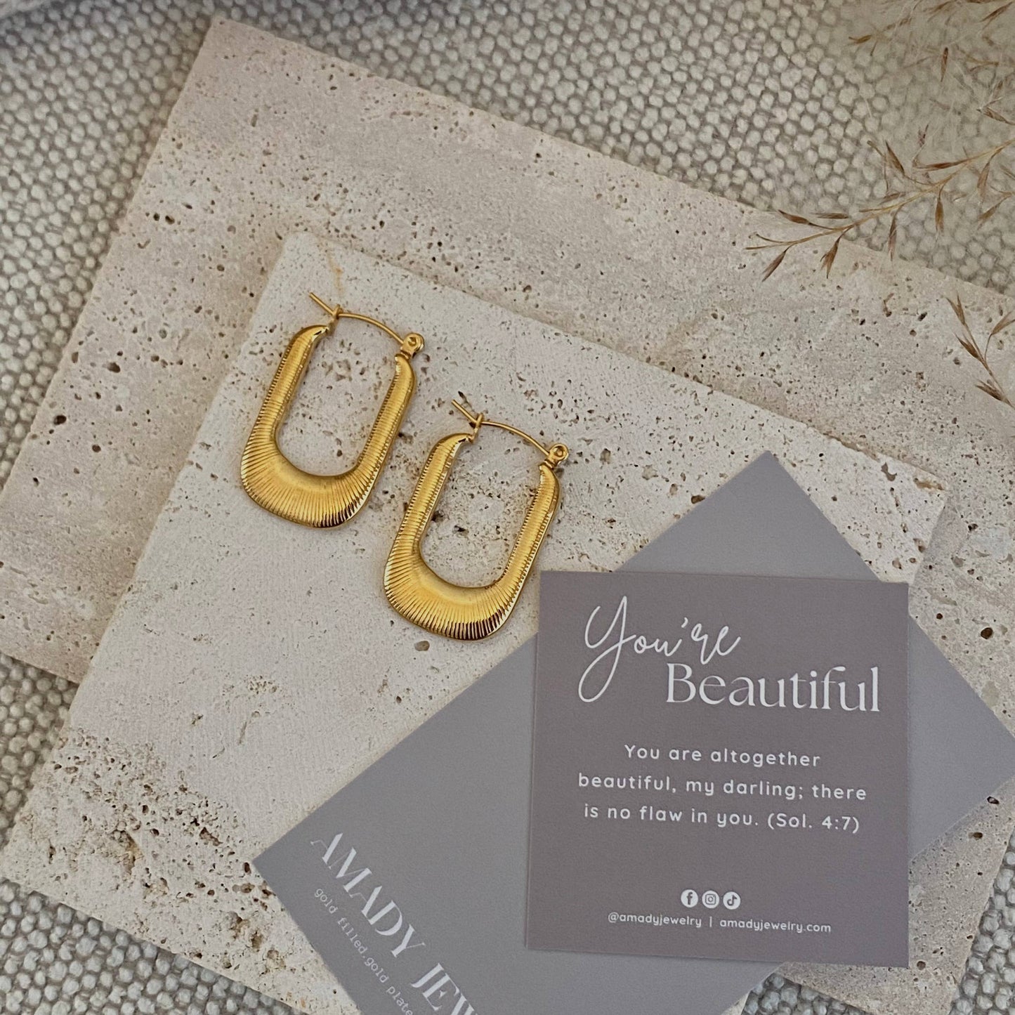 Earrings - Textured Long Hoop