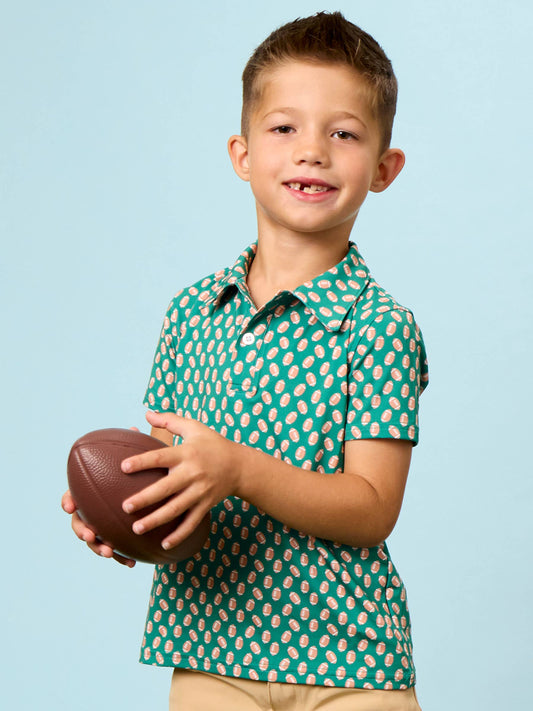 Shirt - Boys Varsity Green Football Polo