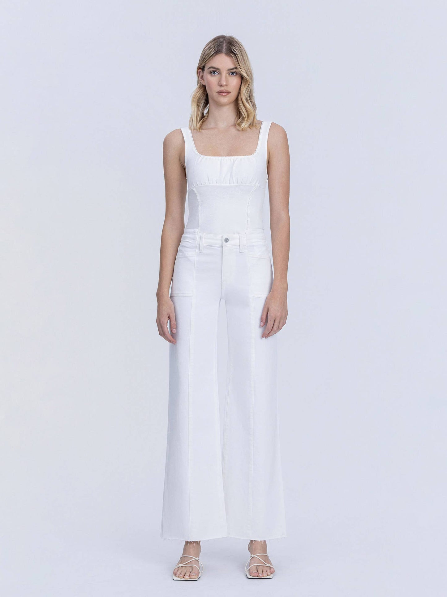 Vervet White High Rise Wide Jeans