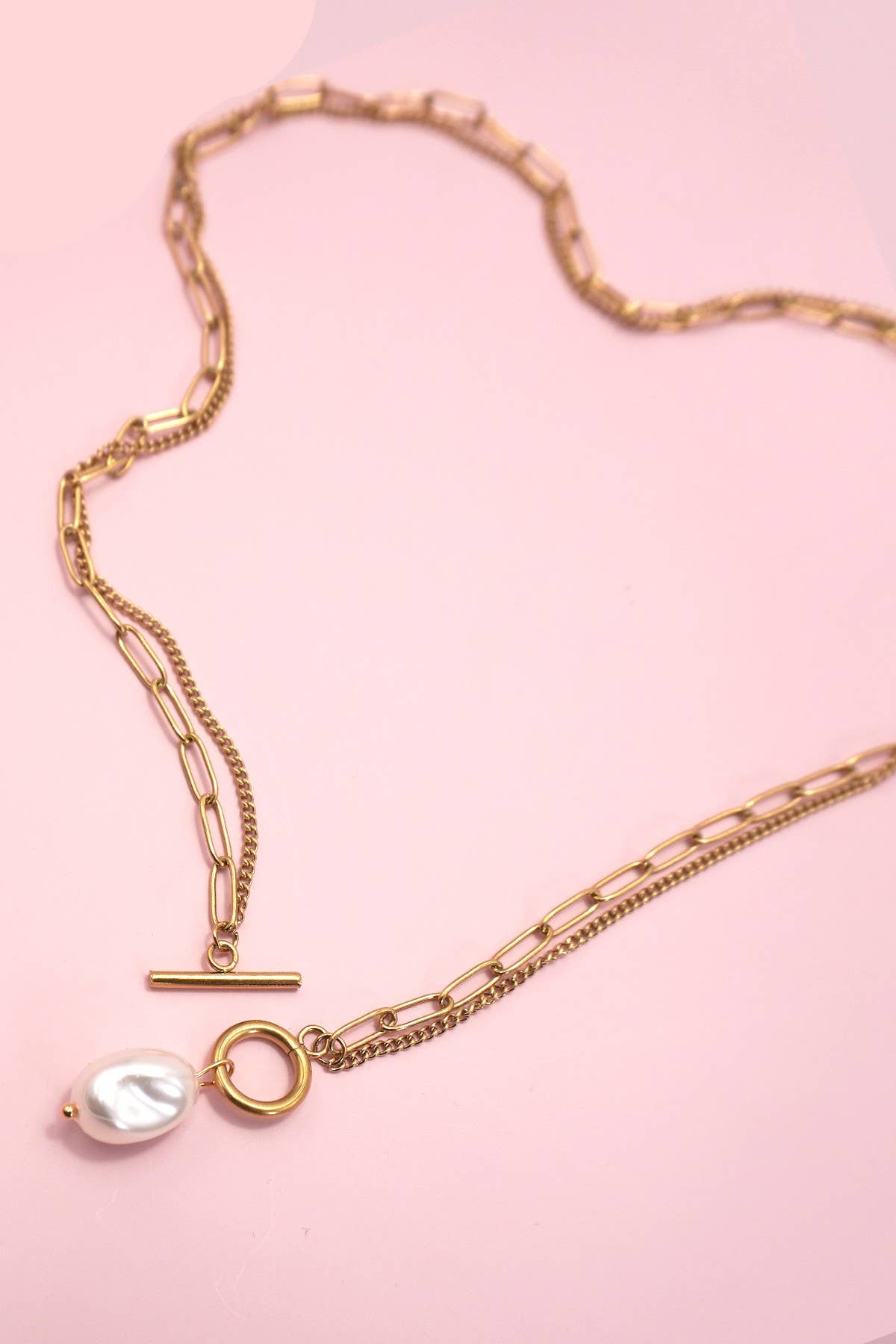 Necklace - 18K STAINLESS STEEL TARNISH FREE PEARL