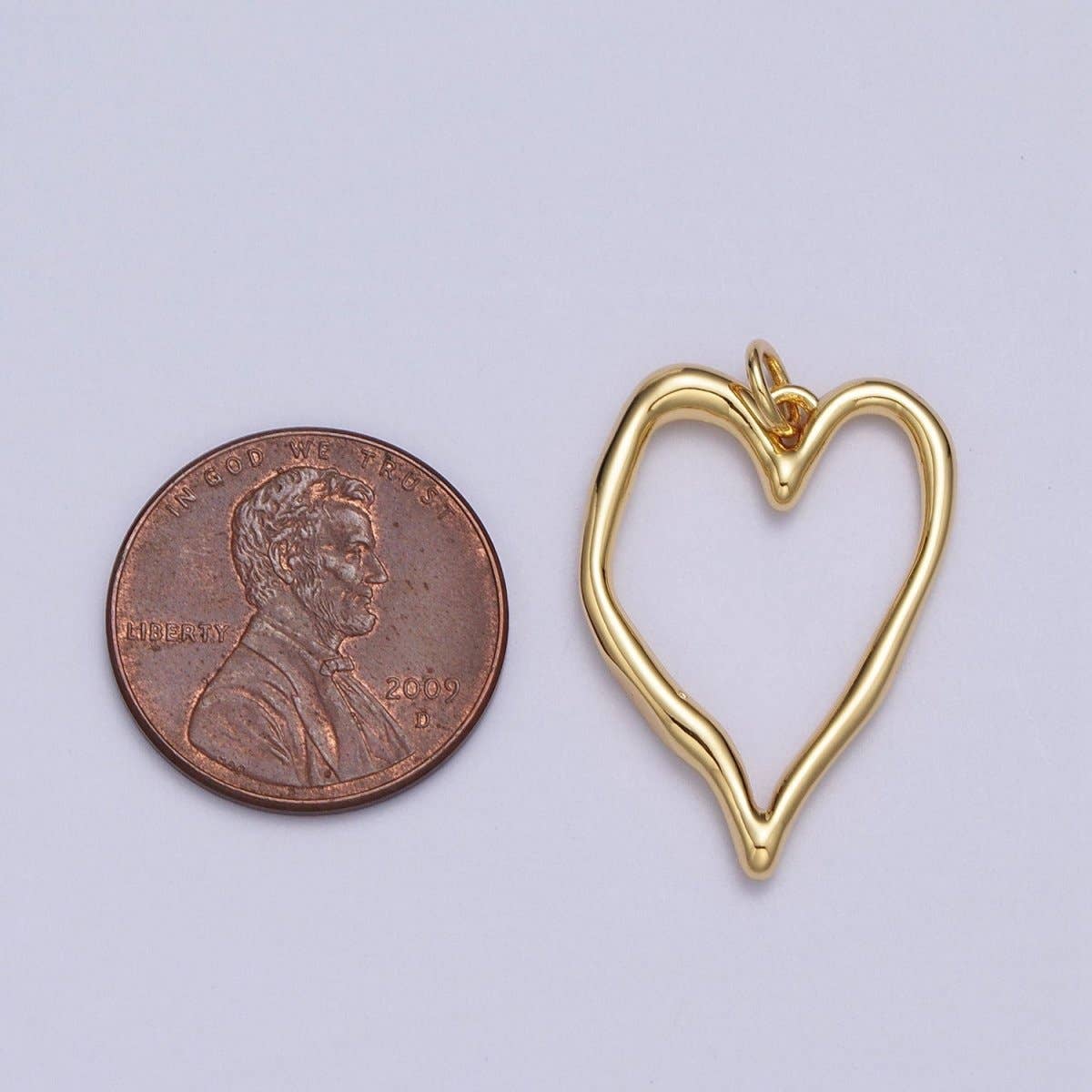 Jewelry | Charm Gold Geometric Open Heart Minimalist