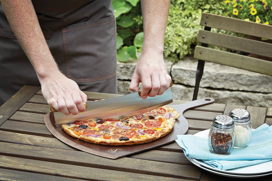 Housewares | Outset Pizza Cutter, Acacia Wood, Stainless Steel, 13" Blade