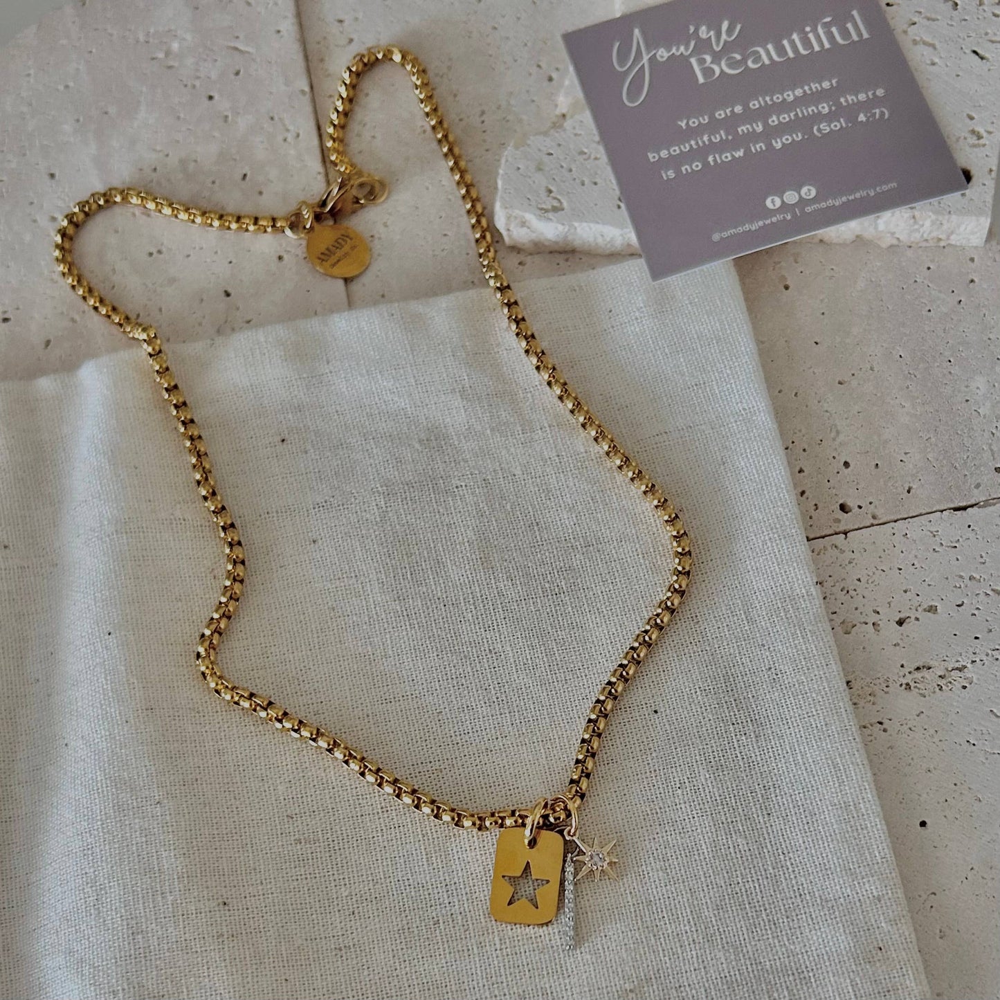 Necklace - Gold Plated Star Layering