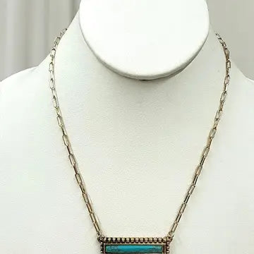 Jewelry | Necklace Gold Turquoise Western Bar To Gem Pendant