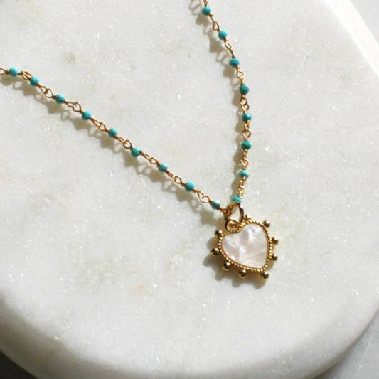 Jewelry | Necklace Turquoise Rosary and Heart Pendant 16 inch