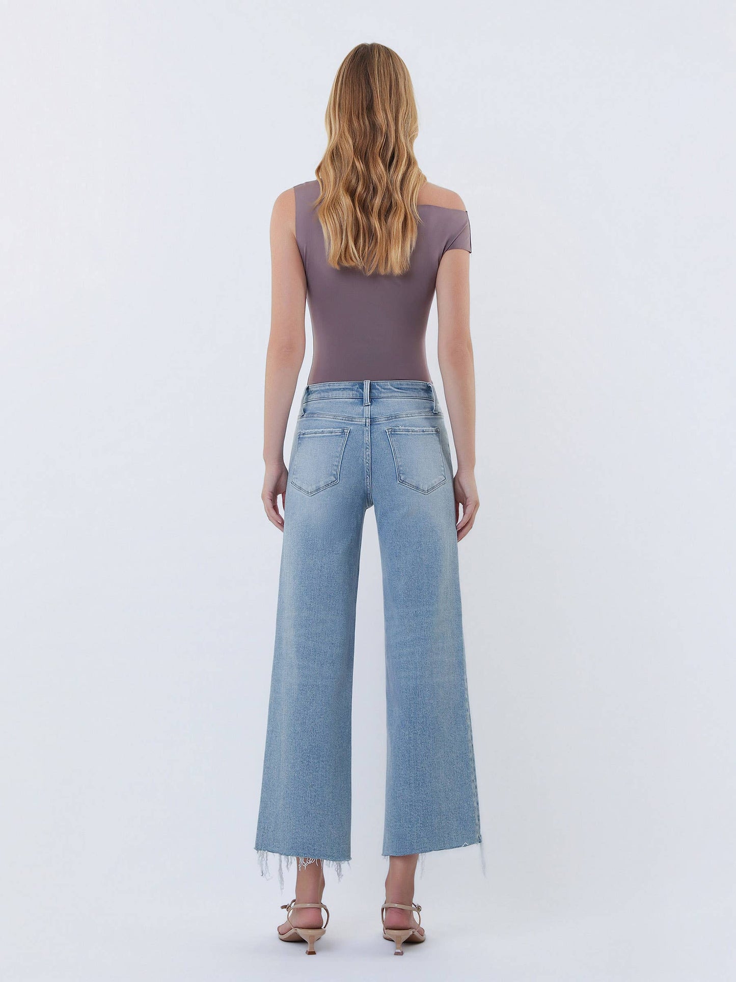 Jeans - High Rise Distressed Wide Leg