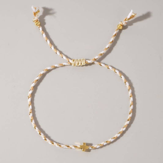 Bracelet - 18K Stainless Steel Corded Cross