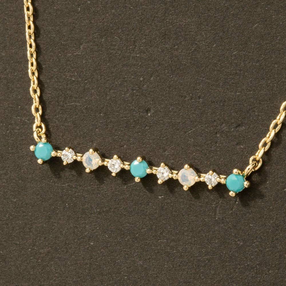 Dainty Cz Bar Charm Necklace