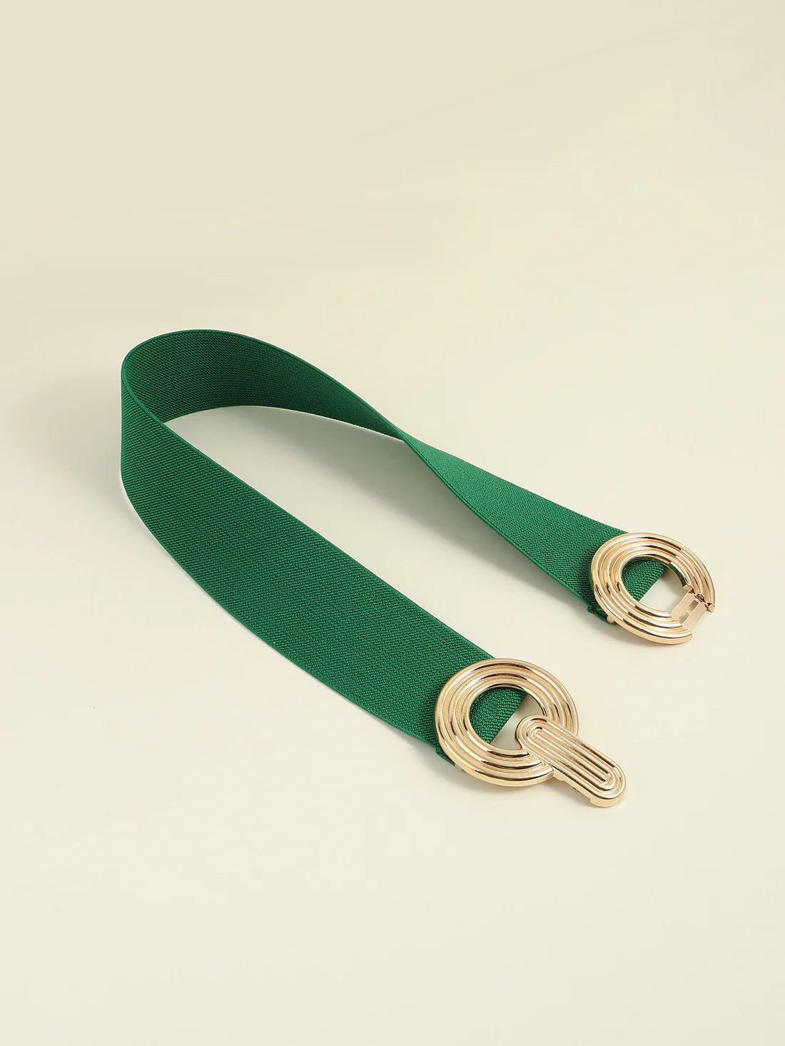 Accessories | Belt Mid Green Geometric Buckle Elastic Wide