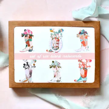 Stationery | Cards Western Cowboy Boot Floral and Cactus  Blank Notecard Set