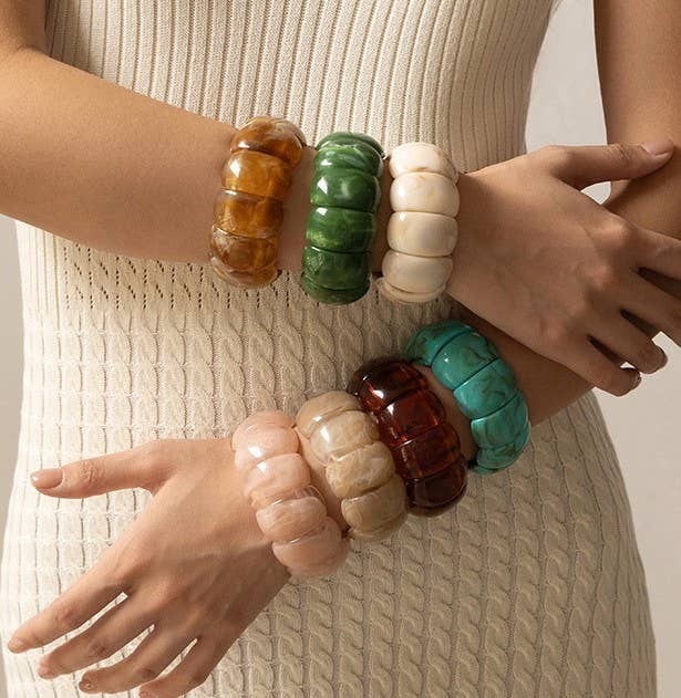Color-Block Acrylic Stretch Bracelet