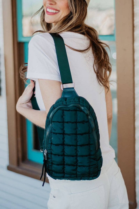 Bags | Forest Green Quilted Sling