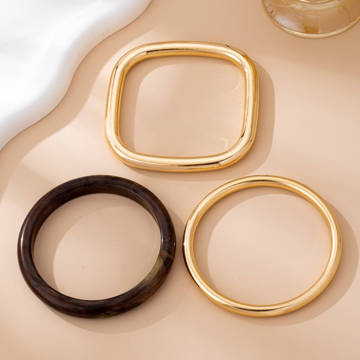 Bracelets - Tort & Gold Bangle Trio Set