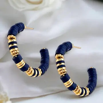 Jewelry | Earrings Black Beaded Semi Hoop
