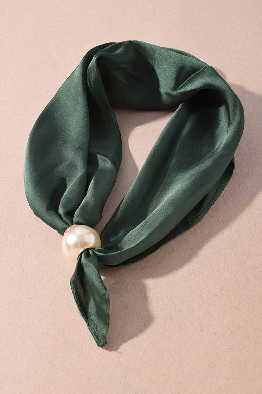 Scarf Necklace - Green Pearl Satin