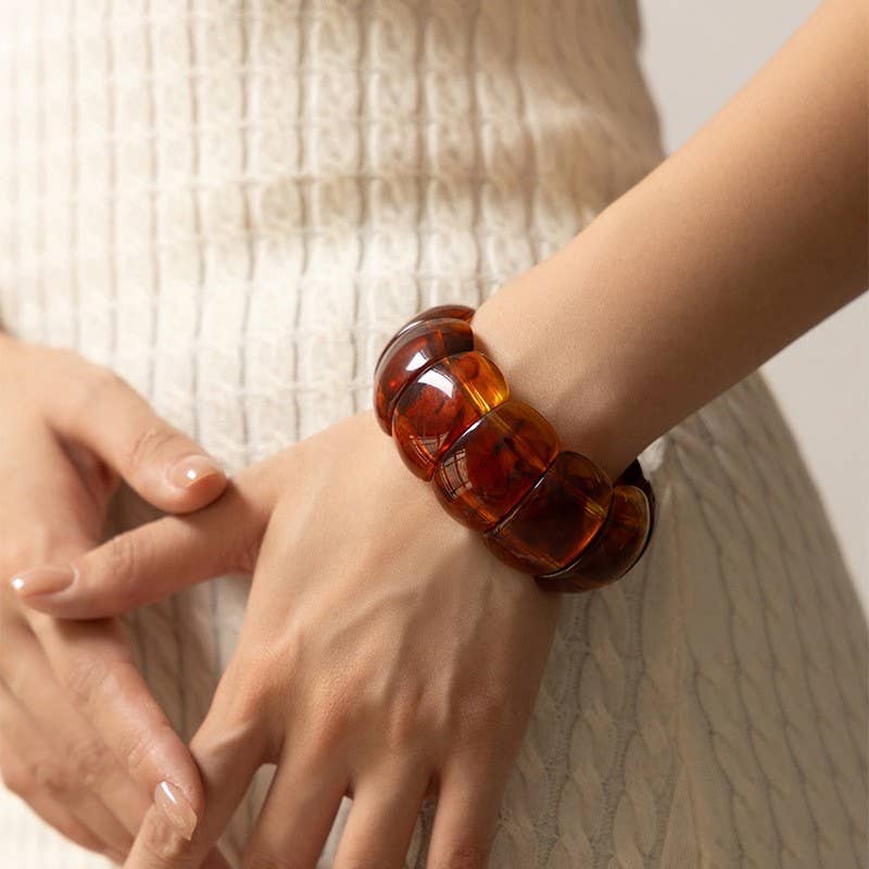 Color-Block Acrylic Stretch Bracelet