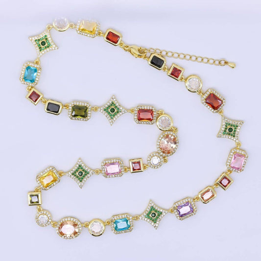 24K Gold Filled Multicolor Micro Paved 18 Inch Necklace