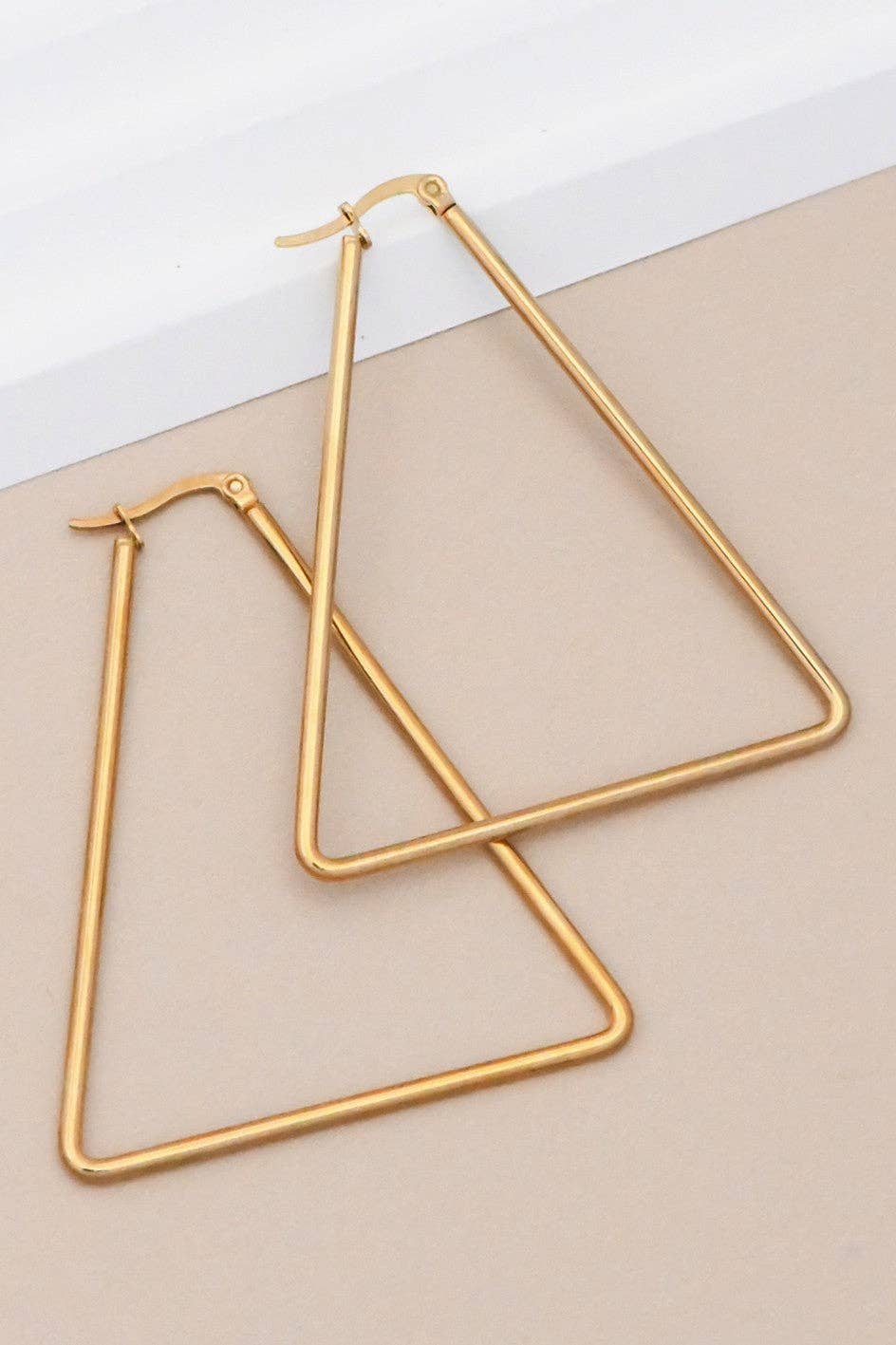 Earrings - 18K Triangle Gold Plated Hoop