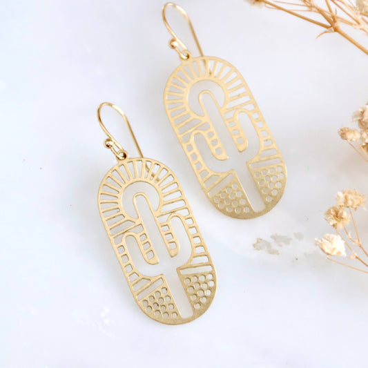 Brass Cactus Earrings
