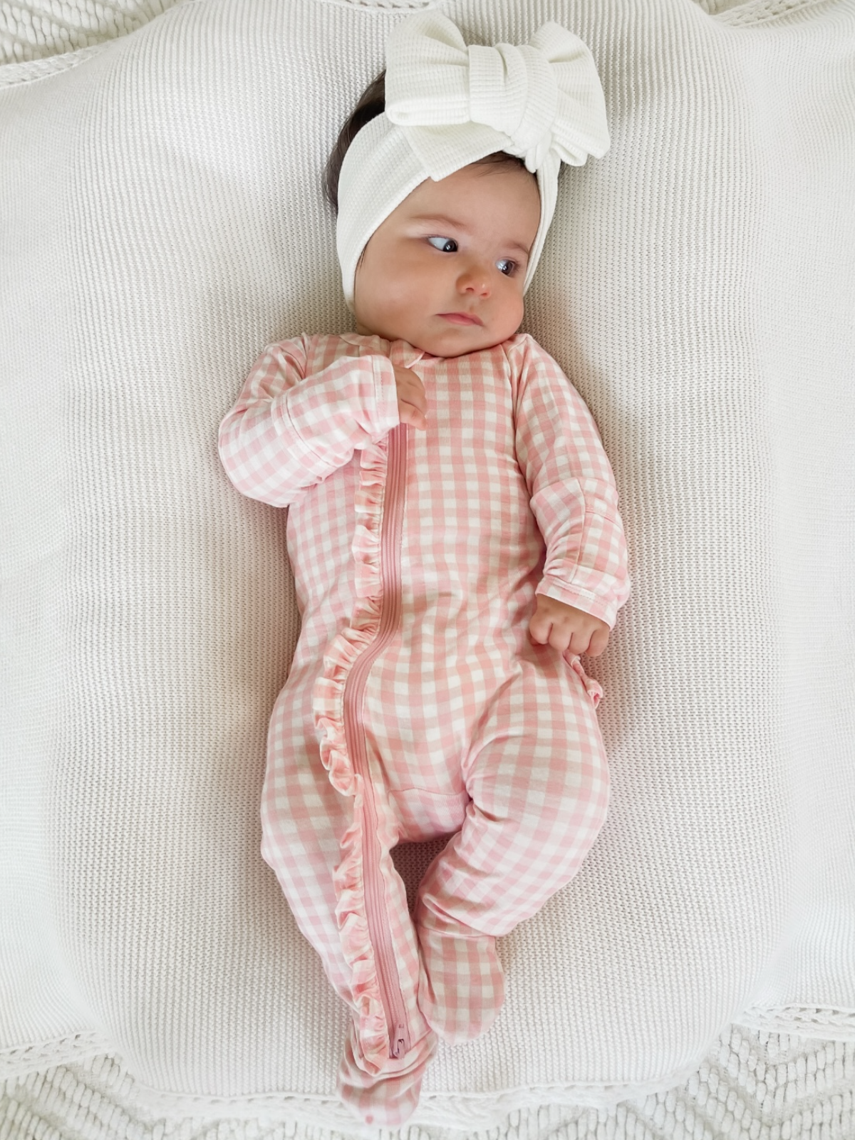 Baby | Pink Gingham 2-Way Zip Ruffle