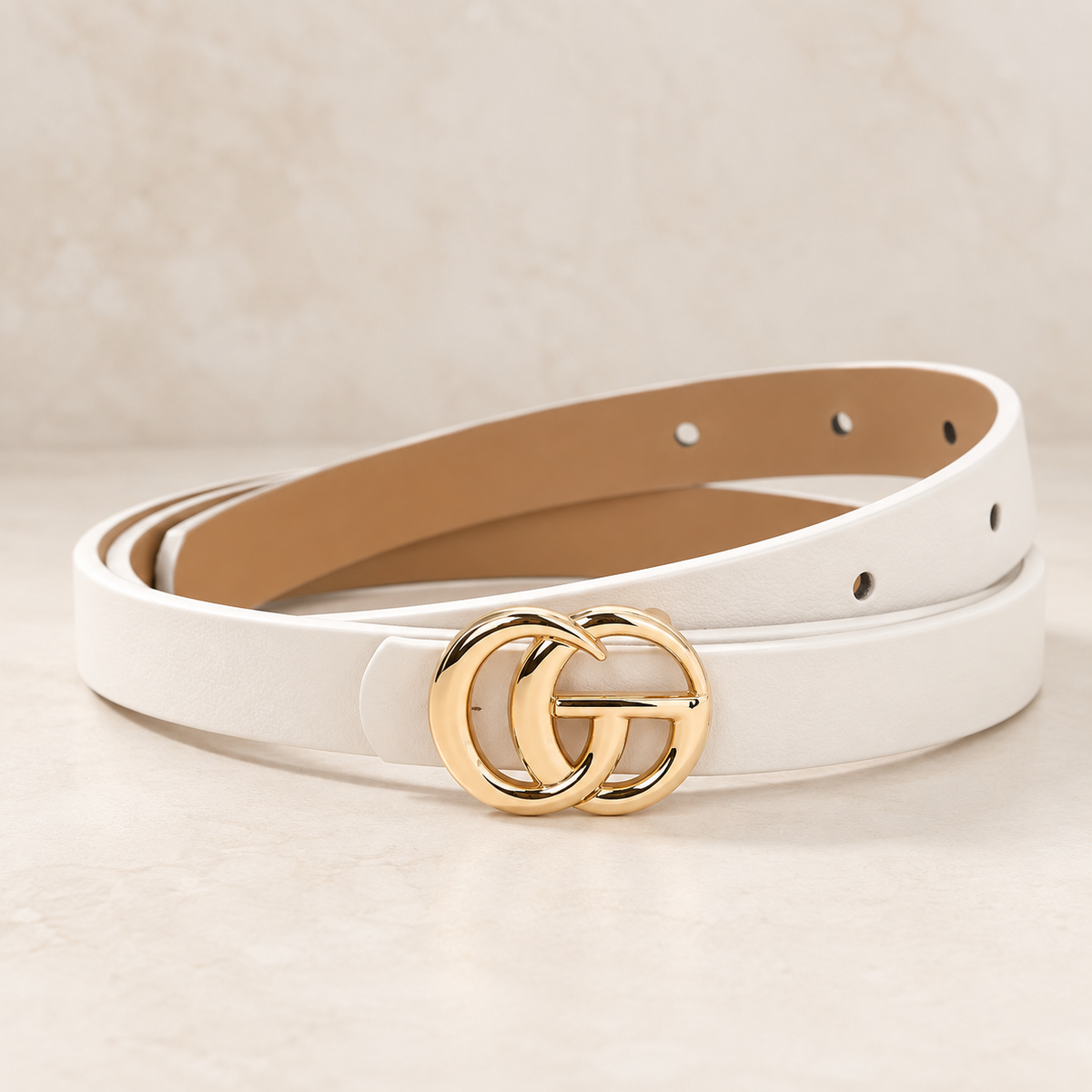 Belt - Ivory CG Buckle