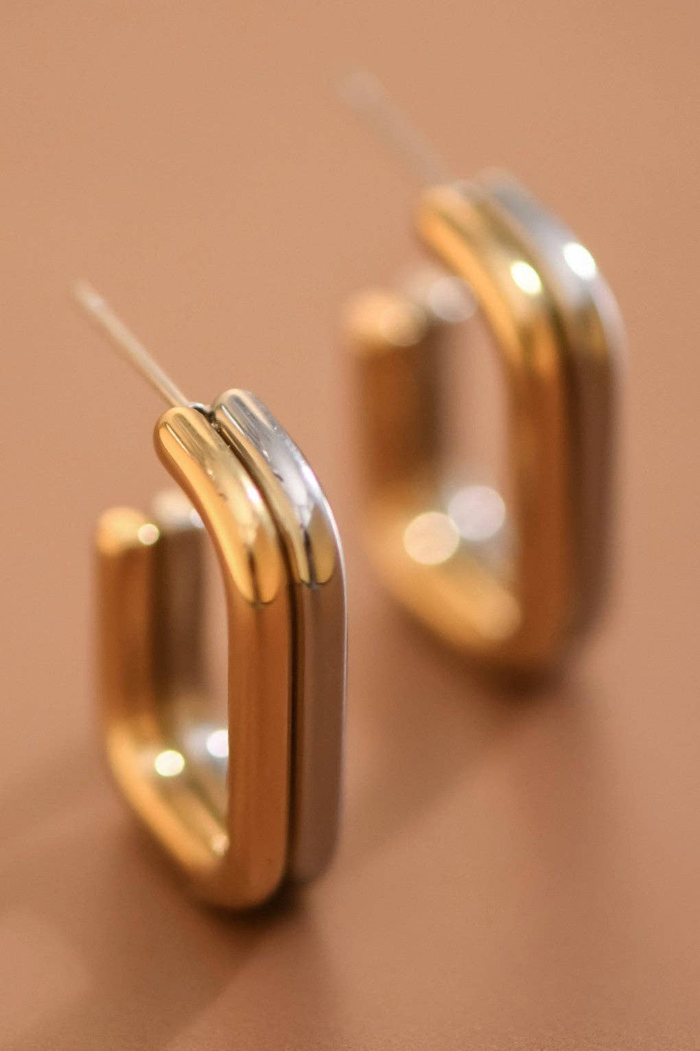 18K Gold Plated Two Toned Hoop Earrings