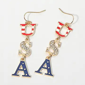 Earrings - USA Letter Drop