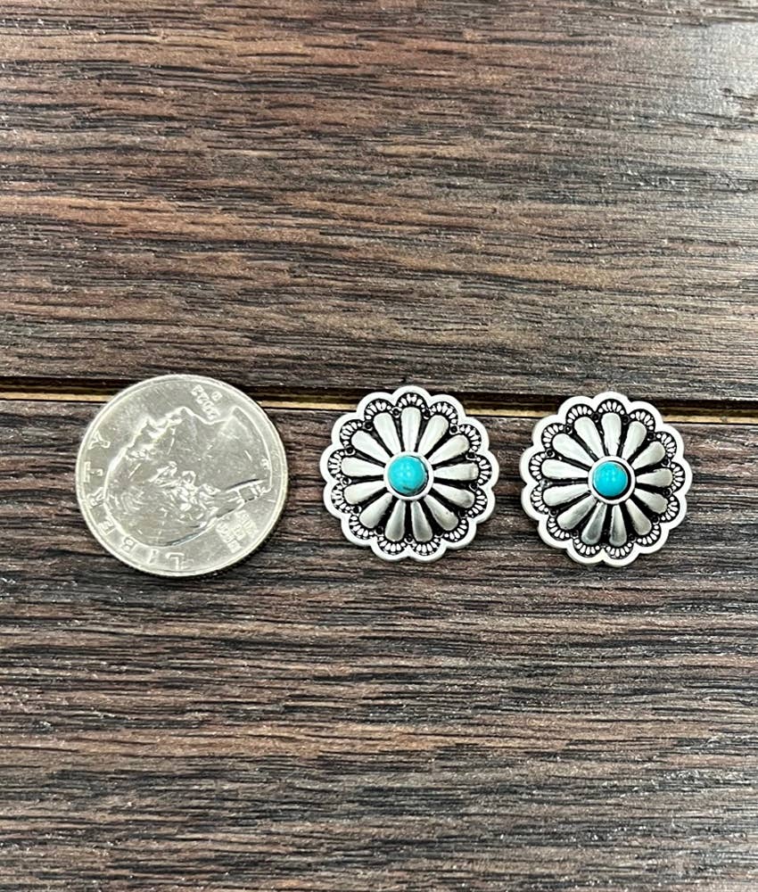 Earrings - Concho Turquoise Stud