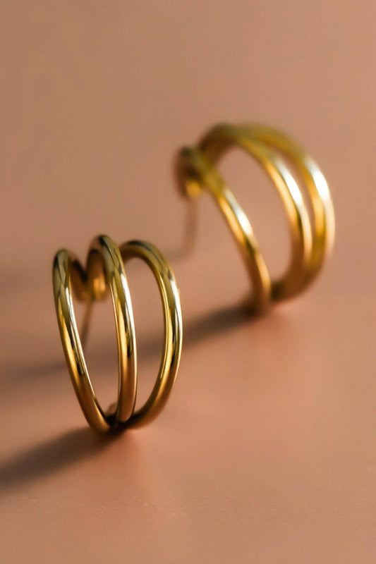 18K Gold Plated Waterproof Stainless Steel Hoop Earrings
