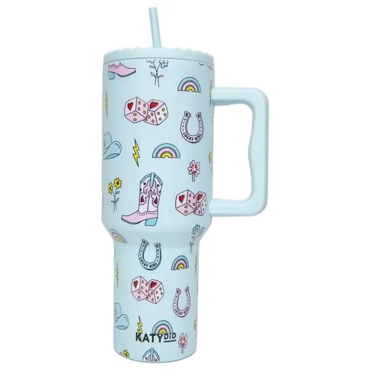 Tumbler | Mint Lucky Girl Western Tumbler With Handle