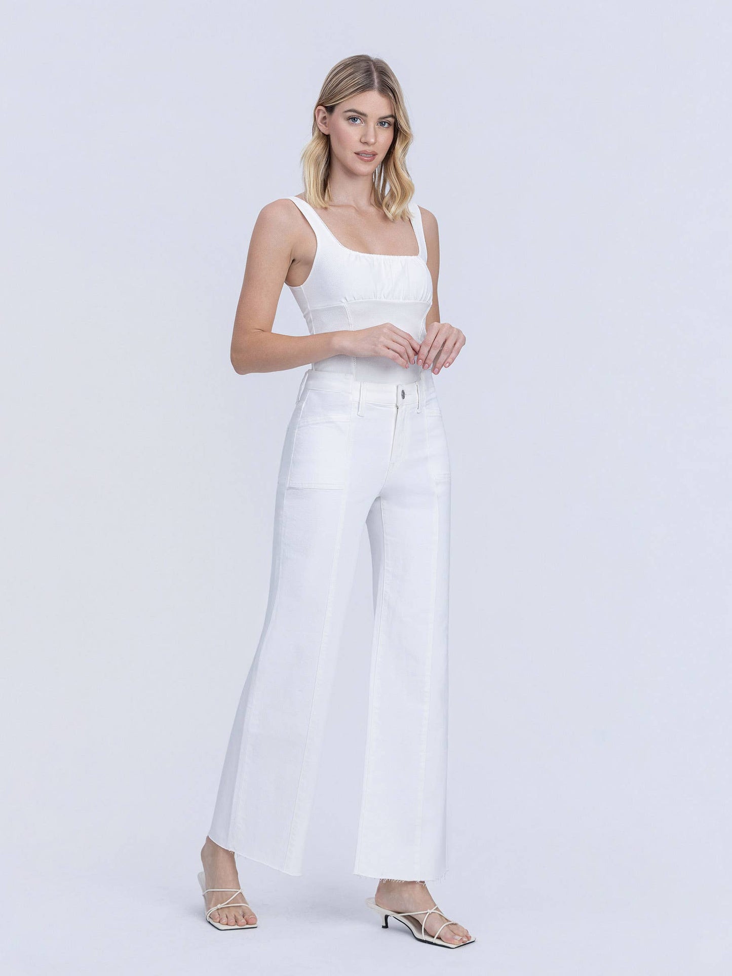 Vervet White High Rise Wide Jeans