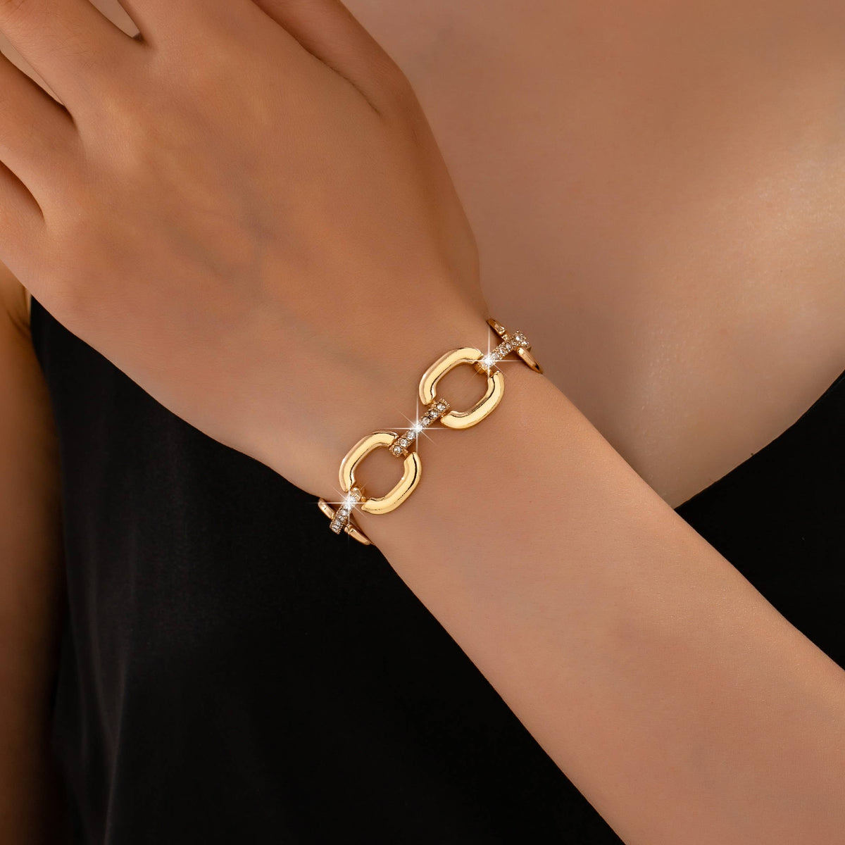 Bracelet - Crystal Glass Pave Bar Link Chain